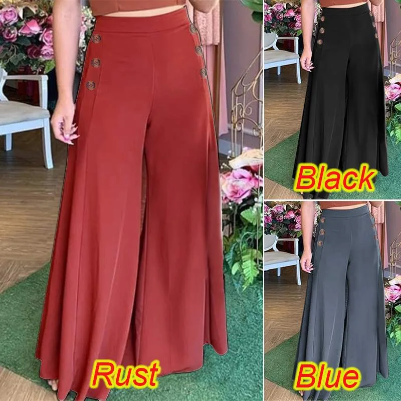 High Waist Wide Leg Pants Women Summer Fashion Elastic Waist Button Solid Color Loose Straight Trousers Lugentolo
High Waist Wide Leg Pants Women Summer Fashion Elastic Waist Button Solid Color Loose Straight Trousers Lugentolo
