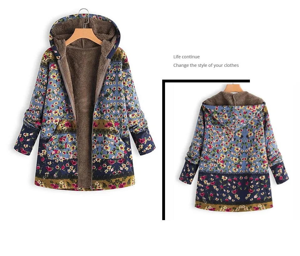 Womens Coat Winter Warm Outwear Floral Print Hooded Pockets Vintage Oversize Female Coats Women's Casual Outwear Plus Size 4.3
Womens Coat Winter Warm Outwear Floral Print Hooded Pockets Vintage Oversize Female Coats Women's Casual Outwear Plus Size 4.3