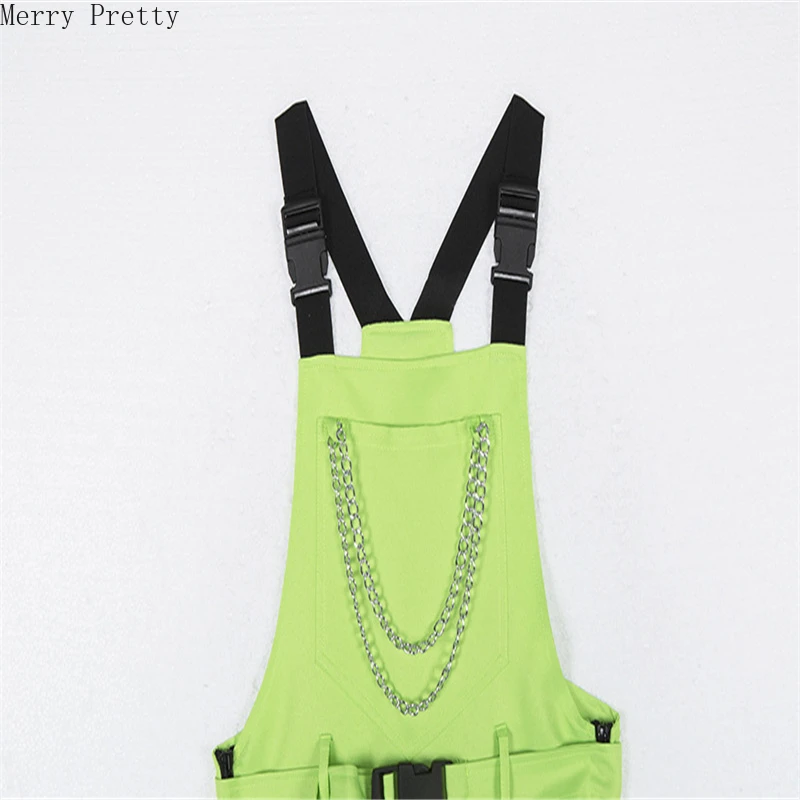 Women's Green Hight Waist Strap Jumpsuit 2020 Spring Streetwear Style Shoulder Chain Buckle Pocket Casual Romper With Sashes
Women's Green Hight Waist Strap Jumpsuit 2020 Spring Streetwear Style Shoulder Chain Buckle Pocket Casual Romper With Sashes