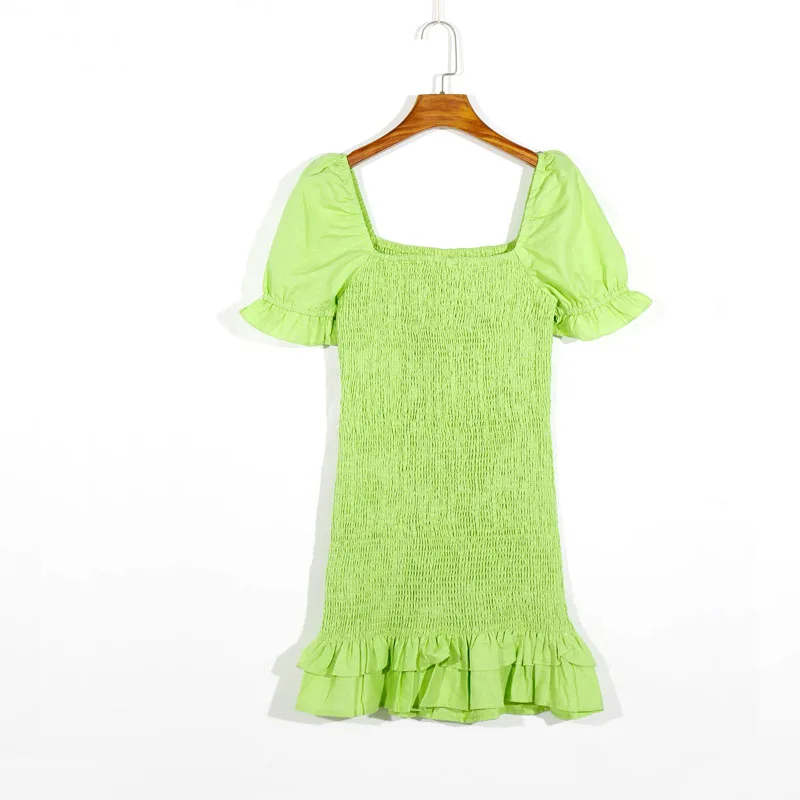 Summer women's dress casual solid color square collar short sleeve bow decoration slim dress Vestidos
Summer women's dress casual solid color square collar short sleeve bow decoration slim dress Vestidos