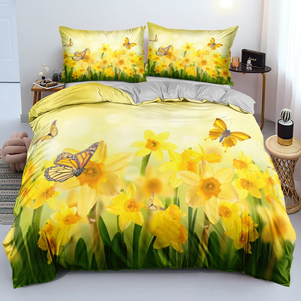 3D Digital Yellow Flower Butterfly Bed Linen Comforter/Duvet Cover Set Full Queen King Size 203x230cm Bedding Set Home Textile 
3D Digital Yellow Flower Butterfly Bed Linen Comforter/Duvet Cover Set Full Queen King Size 203x230cm Bedding Set Home Textile