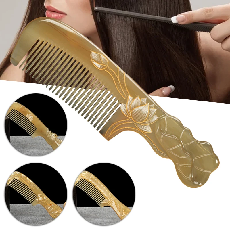 Hot Fine Carved Horn Comb Anti-Static U-shaped Tooth Natural Material with Handle for All Hair Type Gifts for Men and Women
Hot Fine Carved Horn Comb Anti-Static U-shaped Tooth Natural Material with Handle for All Hair Type Gifts for Men and Women