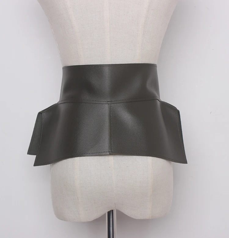 Женская юбка из искусственной кожи пояс с баской и оборками универсальный Пояс