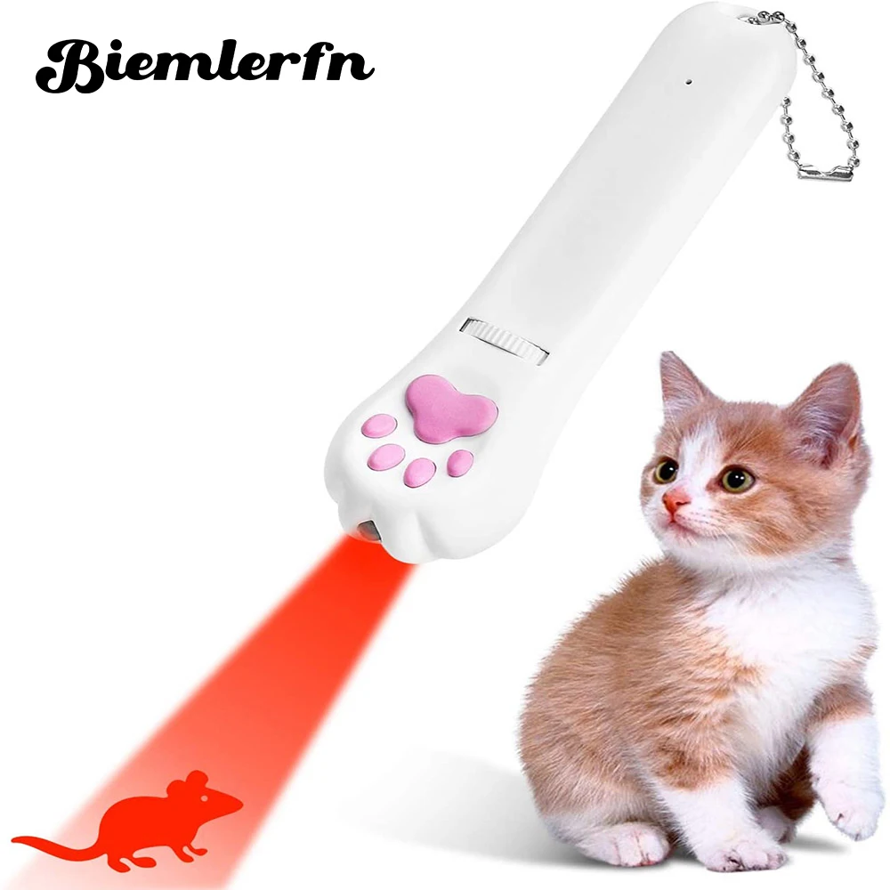 

BIEMLERFN Cat Pet Toy USB Rechargeable Laser Pointer UV Flashlight 5 Patterns LED Projection Torch Multi-Pattern Funny Cat Stick