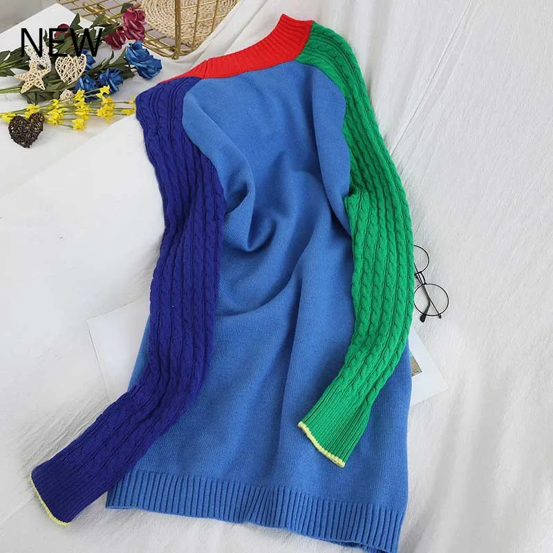 Женский свитер с радужным воротником осенне зимний вязаный пуловер новинка 2020| |