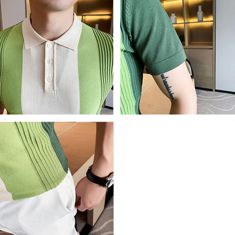 2020 Brand Knitting Slim Polo Shirts Men Gradient Striped Summer Short Sleeve Polo Shirt Men's Slim Casual Business Tops Homme
2020 Brand Knitting Slim Polo Shirts Men Gradient Striped Summer Short Sleeve Polo Shirt Men's Slim Casual Business Tops Homme