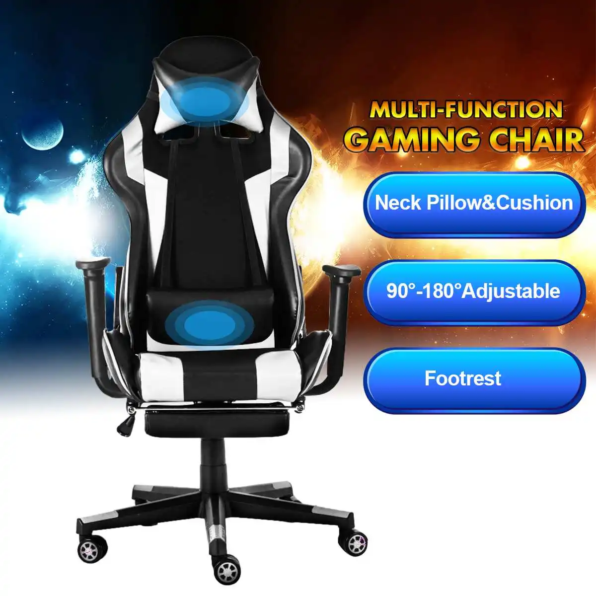 Computer WCG Gaming Chair Ergonomic Internet Cafe Office Adjustable Lifting Swivel Lying Racing Gamer Armchair with Footrest
Computer WCG Gaming Chair Ergonomic Internet Cafe Office Adjustable Lifting Swivel Lying Racing Gamer Armchair with Footrest
