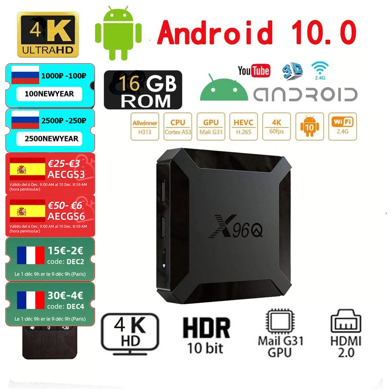 ТВ-приставка H313, 4 ядра, Android 10, X96Q, 4K, HDMI, 2.0A, 2,4G, Wi-Fi, Allwinner, 1 ГБ, 8 ГБ, 2 ГБ, 16 ГБ, медиаплеер, Смарт ТВ-приставка
ТВ-приставка H313, 4 ядра, Android 10, X96Q, 4K, HDMI, 2.0A, 2,4G, Wi-Fi, Allwinner, 1 ГБ, 8 ГБ, 2 ГБ, 16 ГБ, медиаплеер, Смарт ТВ-приставка