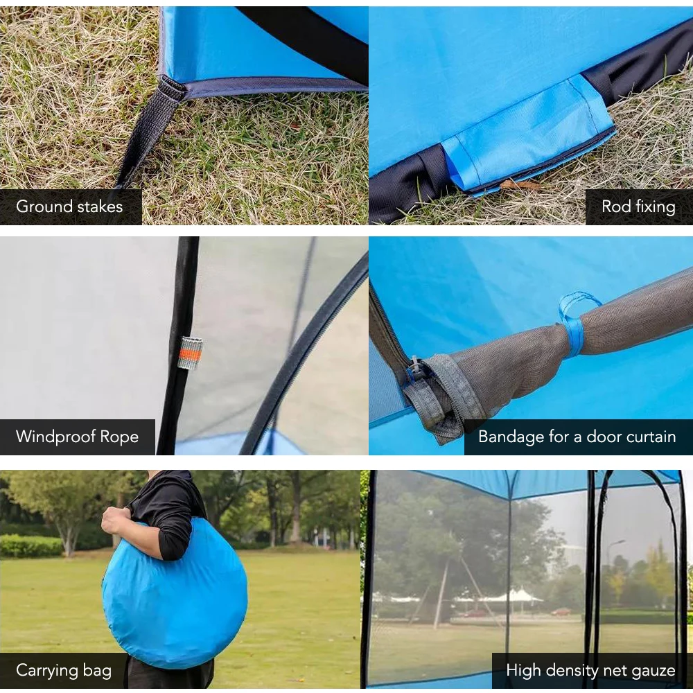 Portable Outdoor Camping Tent UV-protection Shelter Tent Pop Up Mosquito-proof Tent Camping Equipment for Outdoor Beach Travel
Portable Outdoor Camping Tent UV-protection Shelter Tent Pop Up Mosquito-proof Tent Camping Equipment for Outdoor Beach Travel