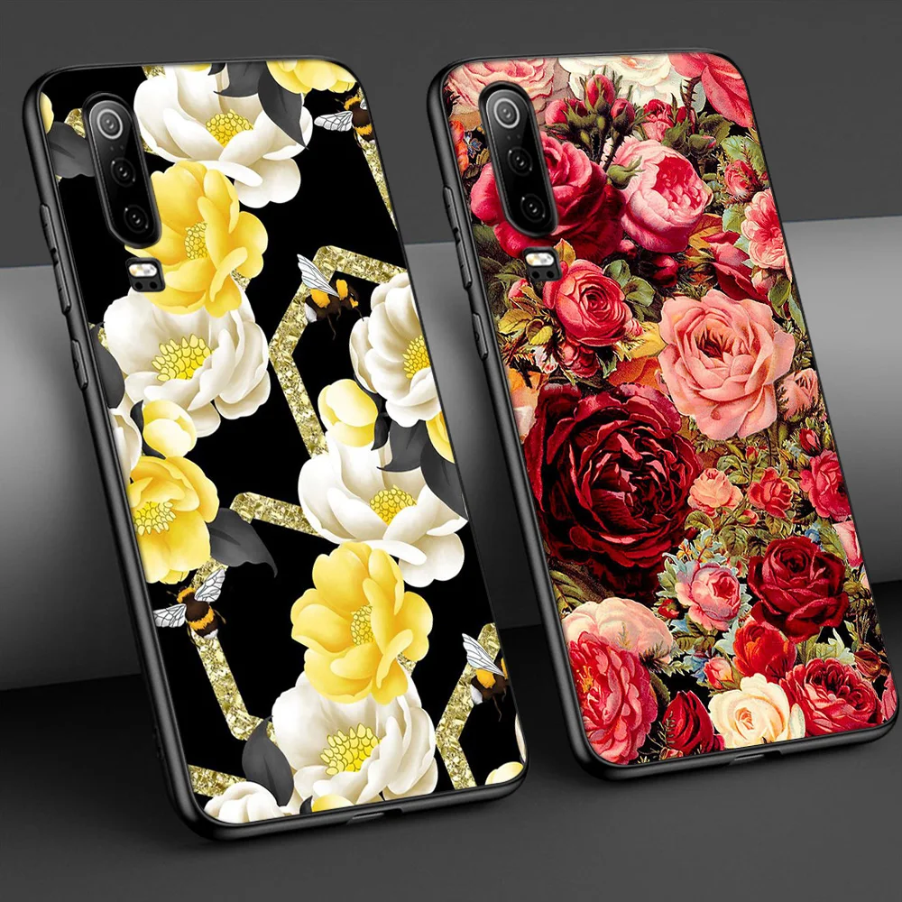 Розовый цветочный чехол для Huawei P30 P40 P20 Lite Pro Mate 30 20 P Smart Plus 2019 Honor 9X Nova 6 Чехол