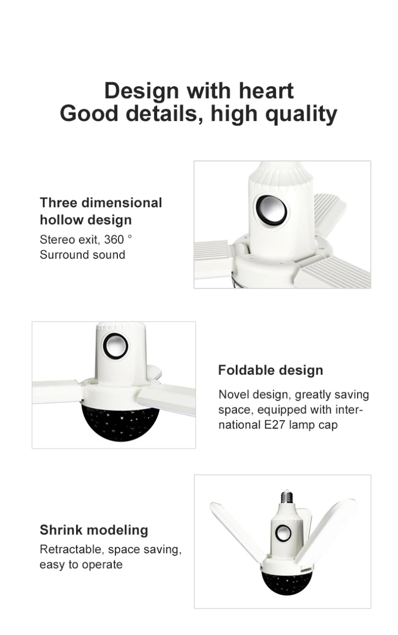 LED Three-leaf Bluetooth Music Lamp Colorful Intelligent Audio Folding Bulb Lamp+Remote Control Deformable Ceiling Fixture Light
LED Three-leaf Bluetooth Music Lamp Colorful Intelligent Audio Folding Bulb Lamp+Remote Control Deformable Ceiling Fixture Light