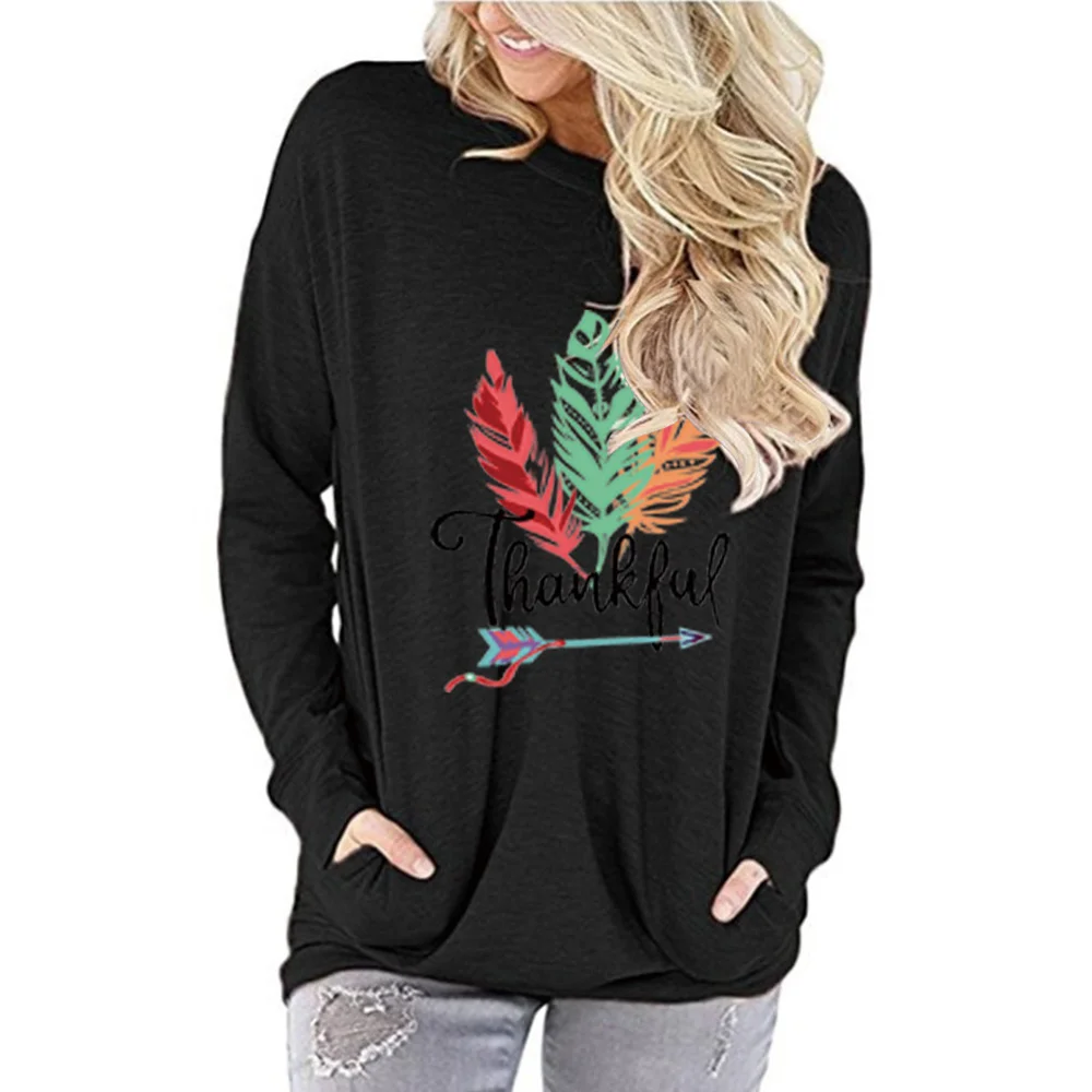 Women Tops Fashion O-neck Clothes Feathers-Printed Long Sleeve Prockets Pullover Female Tops Casual Graphic Tee
Women Tops Fashion O-neck Clothes Feathers-Printed Long Sleeve Prockets Pullover Female Tops Casual Graphic Tee