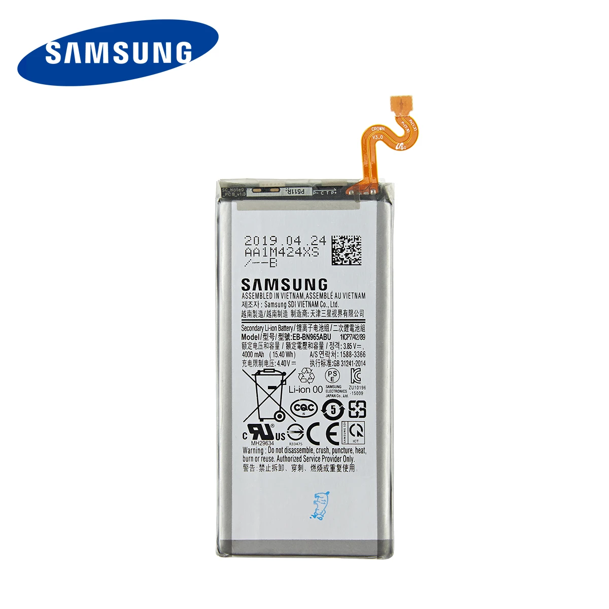 Оригинальная деталь SAMSUNG аккумулятор 4000 мАч для Samsung Galaxy Note9 Note 9 EB-BN965ABU N960U N960N N960W |
