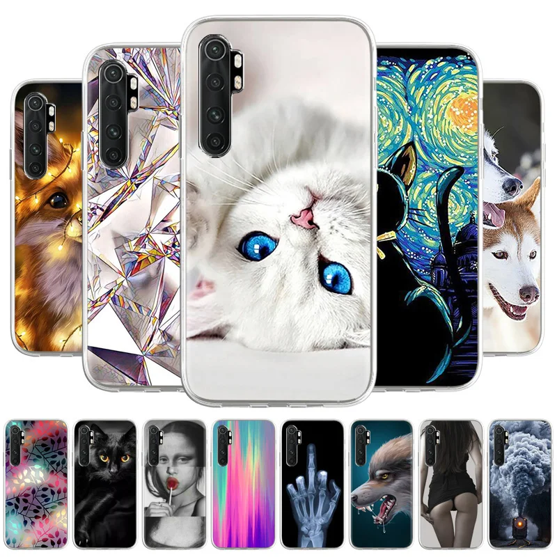 

For Xiaomi Mi Note 10 Lite M2002F4LG M1910F4G Silicone Soft TPU Phone Case Cute Cat Animal