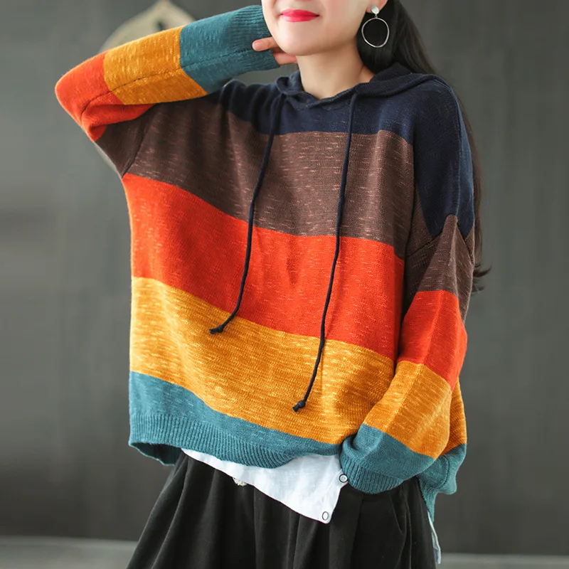 women clothing vintage loose rainbow long sleeve pullovers spring autumn winter hooded sweaters
women clothing vintage loose rainbow long sleeve pullovers spring autumn winter hooded sweaters