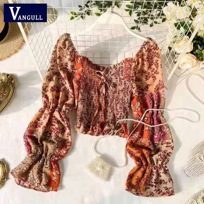 Vangull Floral Color Matching Foreign Air Bubble Full Sleeve Elastic Waist Slimming Slash Neck Short Chiffon Shirt Blouse Spring
Vangull Floral Color Matching Foreign Air Bubble Full Sleeve Elastic Waist Slimming Slash Neck Short Chiffon Shirt Blouse Spring