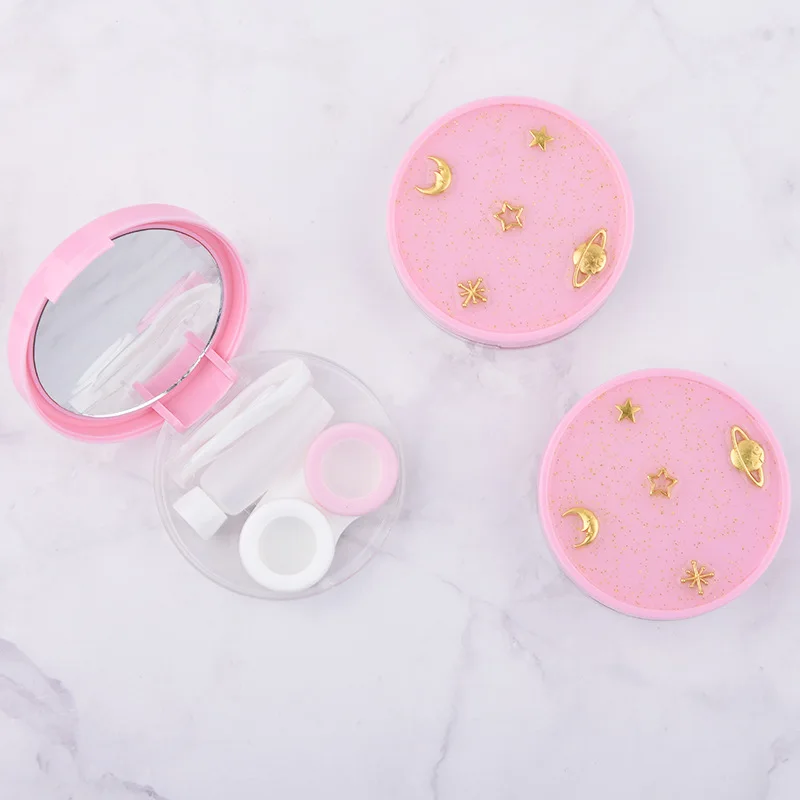 Round Rocket Ribbon Stars Space Black With Mirror Contact Lens Case For Women Kit Container Contact Lenses Box Fashion Case
Round Rocket Ribbon Stars Space Black With Mirror Contact Lens Case For Women Kit Container Contact Lenses Box Fashion Case