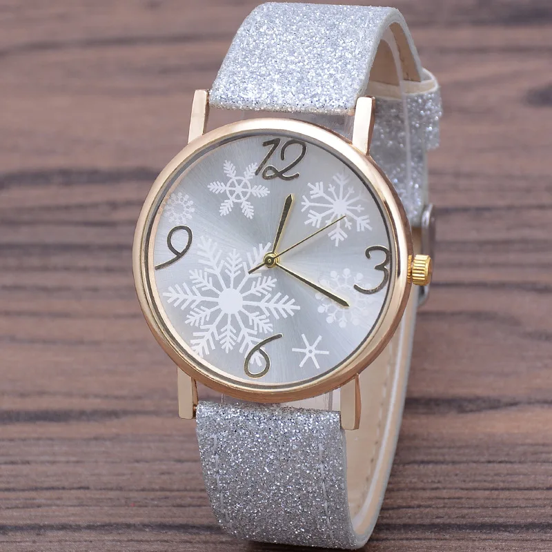 New snowflake face Christmas women's watch casual bright leather strap quartz watch
New snowflake face Christmas women's watch casual bright leather strap quartz watch
