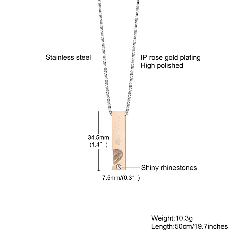 Vnox His King and Her Queen Couple Necklaces for Women Men, Stainless Steel Square Bar Pendant,Love Promise Gifts Jewelry
Vnox His King and Her Queen Couple Necklaces for Women Men, Stainless Steel Square Bar Pendant,Love Promise Gifts Jewelry