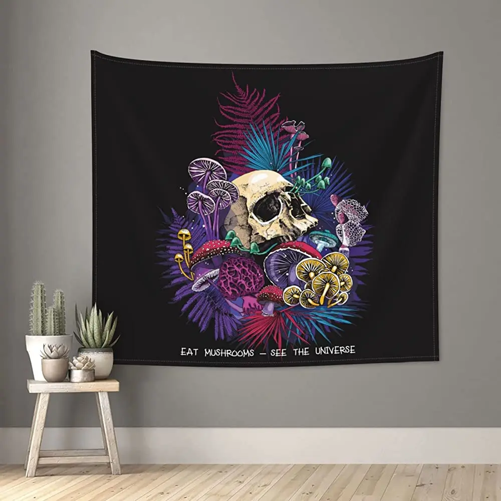 Skull Tapestry Magic Psychedelic Mushrooms Hippie Hippy Tapestries Black Home Holiday Dress Up Decor Tapestry Bright Wall
Skull Tapestry Magic Psychedelic Mushrooms Hippie Hippy Tapestries Black Home Holiday Dress Up Decor Tapestry Bright Wall
