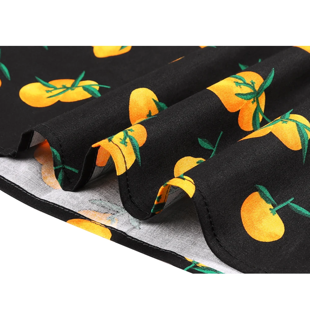 2020 New Arrival Cotton A Line Vintage Skirts Womens High Waist Knee-Length Skater Skirt Summer Orange Fruit Print Black Skirt 
2020 New Arrival Cotton A Line Vintage Skirts Womens High Waist Knee-Length Skater Skirt Summer Orange Fruit Print Black Skirt