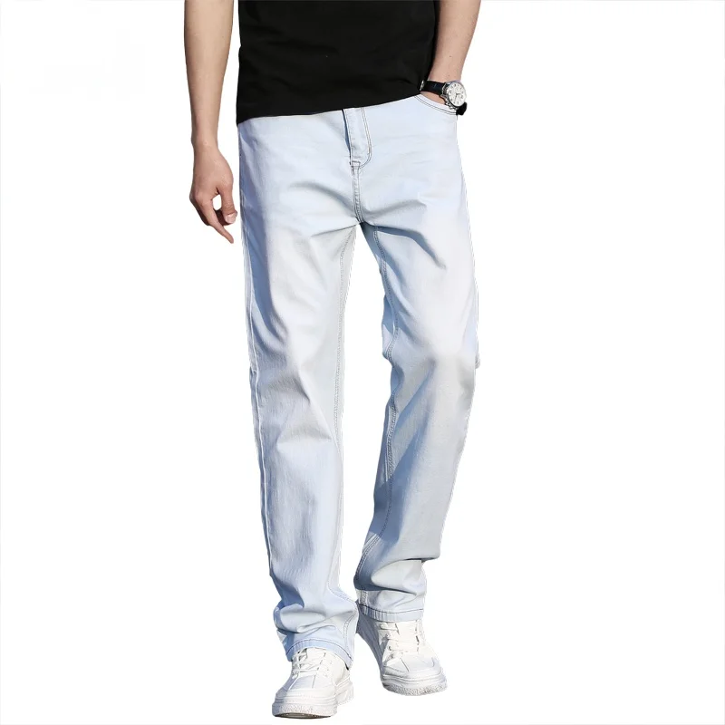2021 spring summer thin straight loose light blue jeans youth brand clothing men's cotton stretch denim jeans big size 40 42 44
2021 spring summer thin straight loose light blue jeans youth brand clothing men's cotton stretch denim jeans big size 40 42 44