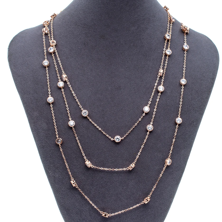 165cm Super Long Sweater Necklace 3 Round Chains with Crystals Women Party 2784G4
165cm Super Long Sweater Necklace 3 Round Chains with Crystals Women Party 2784G4