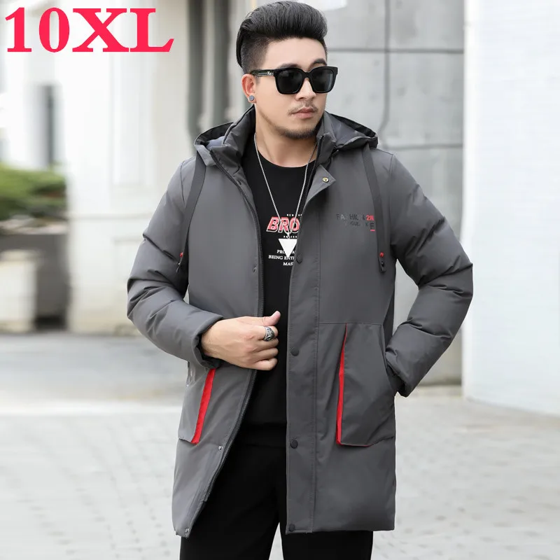 Мужская зимняя длинная куртка с капюшоном размеры до 9XL | одежда