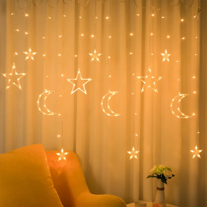 LED Icicle Star Moon Lamp Fairy Curtain String Lights Christmas Garland Outdoor for Bar Home Wedding Party Garden Window Decor
LED Icicle Star Moon Lamp Fairy Curtain String Lights Christmas Garland Outdoor for Bar Home Wedding Party Garden Window Decor