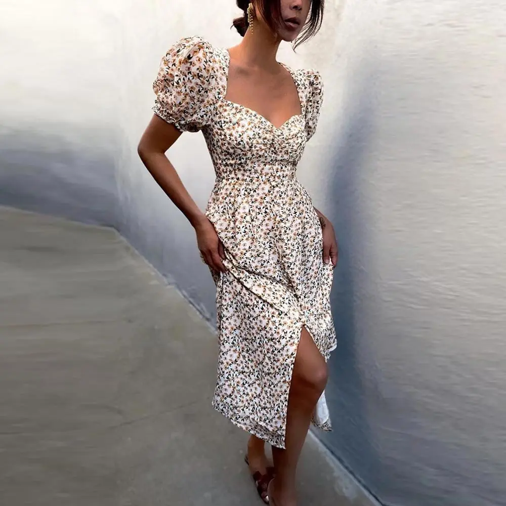 Soolasea New Women Print Dress Summer Short Puff Sleeve Boho Print Sundress V-neck Elegant Ladies Split Long Dress Vestidos
Soolasea New Women Print Dress Summer Short Puff Sleeve Boho Print Sundress V-neck Elegant Ladies Split Long Dress Vestidos