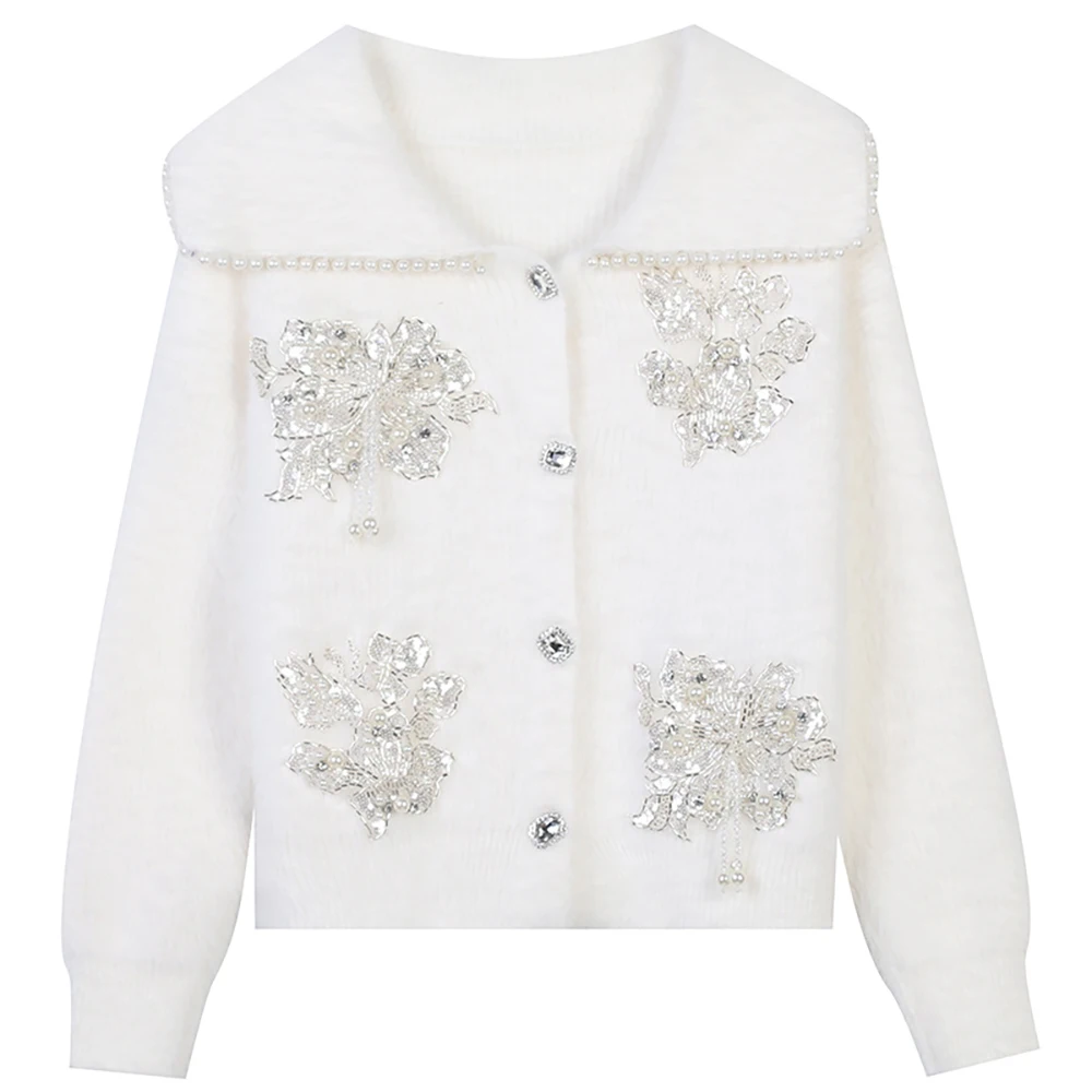 2021 Autumn Winter New Women's Flower Diamond Inlaid White Imitation Mink Light Luxury Sweater Women's Knitted Cardigan Coat
2021 Autumn Winter New Women's Flower Diamond Inlaid White Imitation Mink Light Luxury Sweater Women's Knitted Cardigan Coat