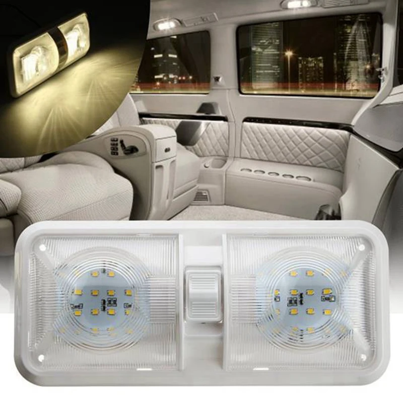 Ceiling Double Dome Light Fixture with ON/Off Switch Interior Lighting for Car/RV/Trailer/Camper/Boat DC 12V 
Ceiling Double Dome Light Fixture with ON/Off Switch Interior Lighting for Car/RV/Trailer/Camper/Boat DC 12V