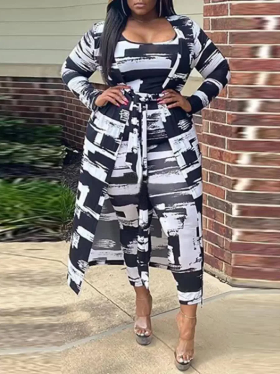 Fashionable Women Keep Warm Two Piece Sets With Tie-dye Print Plus Size Casual Skinny Jumpsuits + V-Neck Sashes Cardigan Outfits
Fashionable Women Keep Warm Two Piece Sets With Tie-dye Print Plus Size Casual Skinny Jumpsuits + V-Neck Sashes Cardigan Outfits