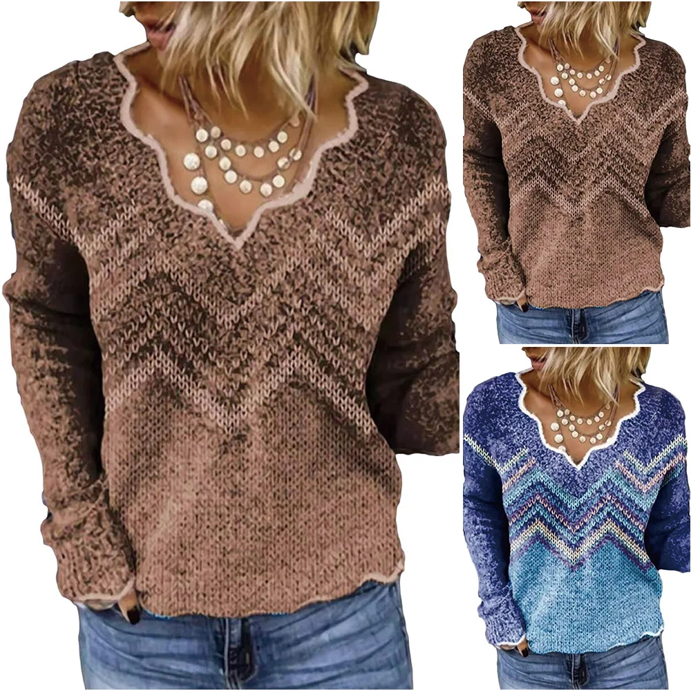 VICABO Womens Winter Printed Knitted Long Sleeve Lace V Neck Loose Sweater Jumper Tops Casual Pullover Loose Knitwear 
VICABO Womens Winter Printed Knitted Long Sleeve Lace V Neck Loose Sweater Jumper Tops Casual Pullover Loose Knitwear