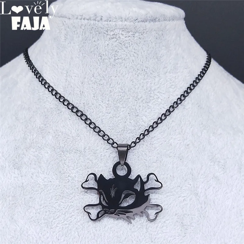 2021 Goth Bone Cat Stainless Steel Choker Necklace for Women Black Color Statement Necklaces Jewelry cadenas mujer N4448S03
2021 Goth Bone Cat Stainless Steel Choker Necklace for Women Black Color Statement Necklaces Jewelry cadenas mujer N4448S03