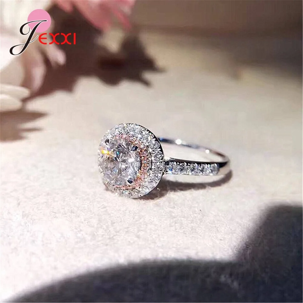 Bling CZ камень круглая петля украшение для пальцев кольца серебро 925 пробы сияющий