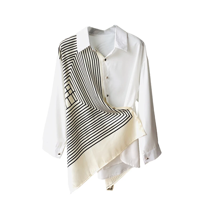 2021 New Women Blouse White Collar Ladies Irregular Stitching Color Contrast Long Sleeves Urban Shirt Female Casual Long Tops182
2021 New Women Blouse White Collar Ladies Irregular Stitching Color Contrast Long Sleeves Urban Shirt Female Casual Long Tops182