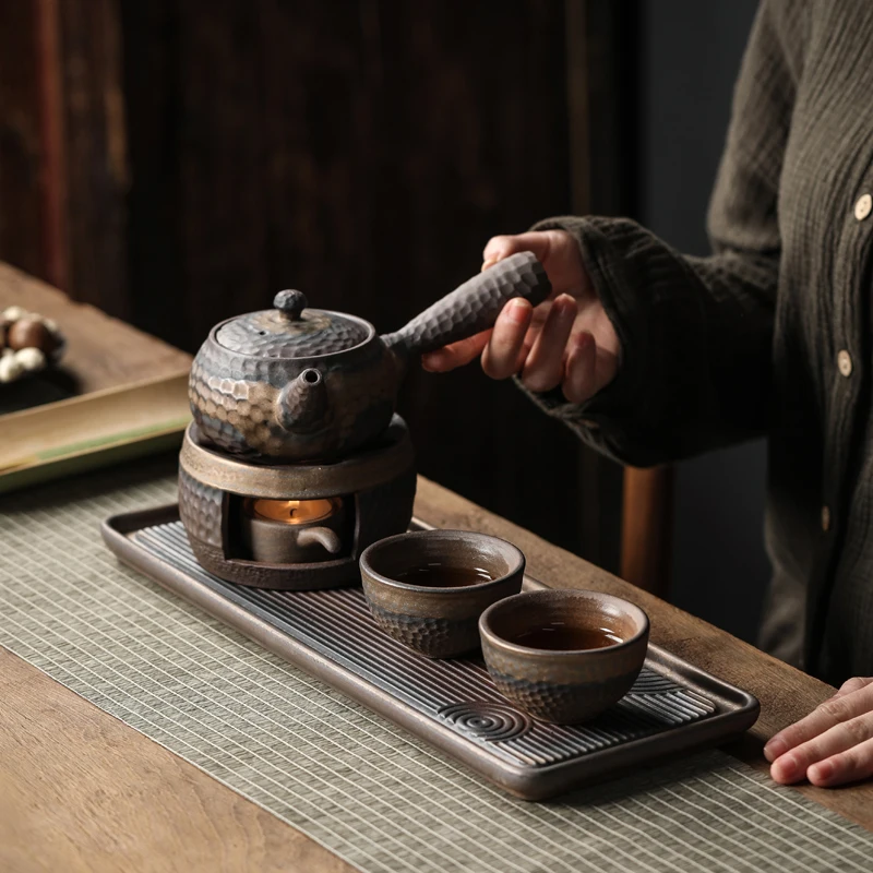 

Грубая керамика, теплая чайная плита в японском стиле, ручная работа, винтажный чайный горшок, керамический столовый набор для чая, теплый ч...