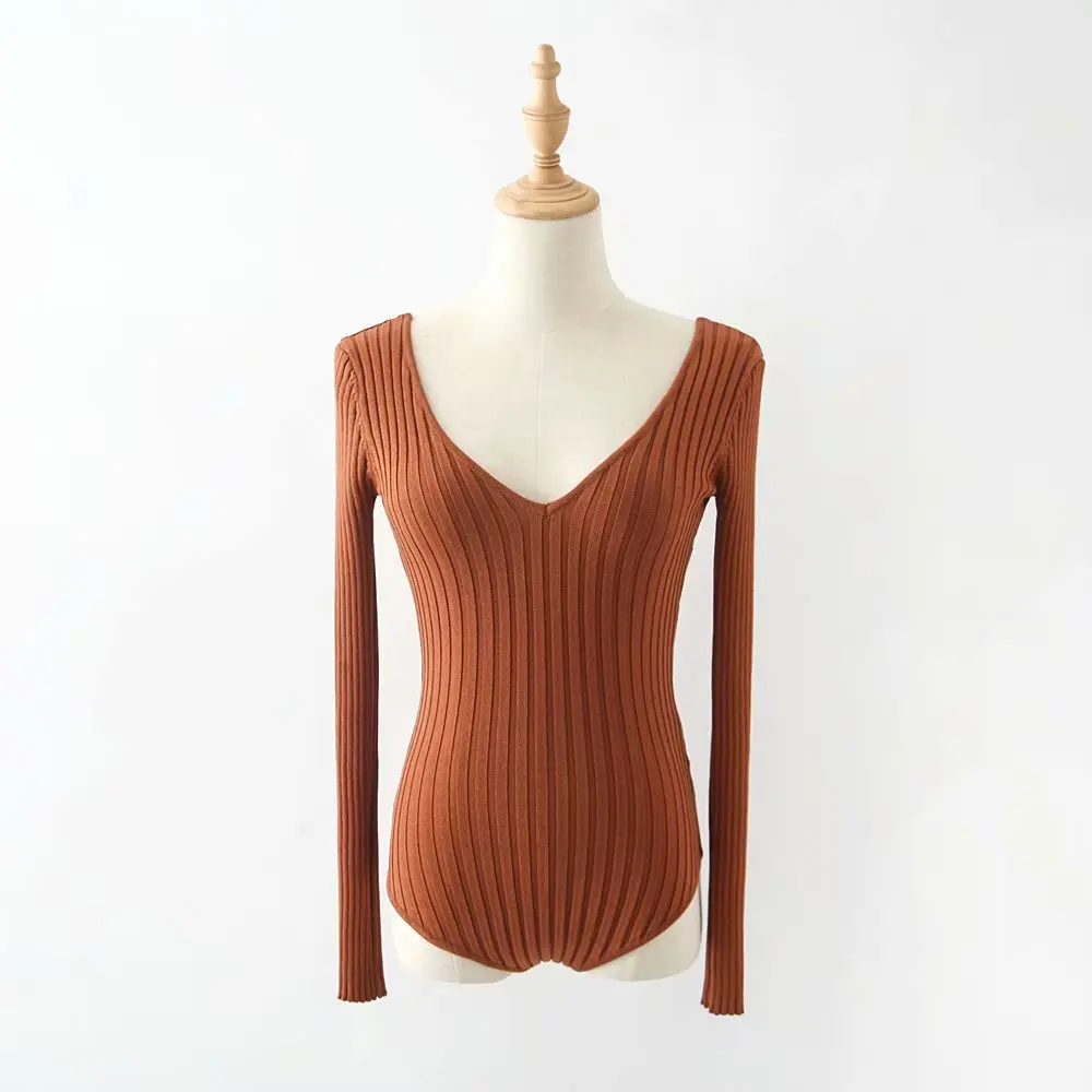 Sexy Strechable Low Cut V Neck Long Sleeve Bodycon Budysuits Casual Streetwear Solid Color Rompers Ladies Bottoming Playsuits
Sexy Strechable Low Cut V Neck Long Sleeve Bodycon Budysuits Casual Streetwear Solid Color Rompers Ladies Bottoming Playsuits