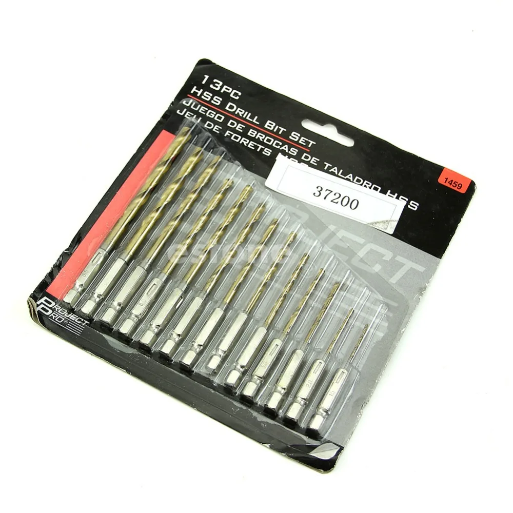 13pcs/lot HSS High Speed Steel Titanium Coated Drill Bit Set 1/4 Hex Shank 1.5-6.5mm
13pcs/lot HSS High Speed Steel Titanium Coated Drill Bit Set 1/4 Hex Shank 1.5-6.5mm