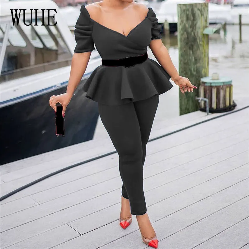 WUHE Casual Office Work Outfits Hollow Out Sexy Deep V Neck Short Sleeve Ruffle Crop Top Pencil Pants Elegant Women Party 2 Sets
WUHE Casual Office Work Outfits Hollow Out Sexy Deep V Neck Short Sleeve Ruffle Crop Top Pencil Pants Elegant Women Party 2 Sets
