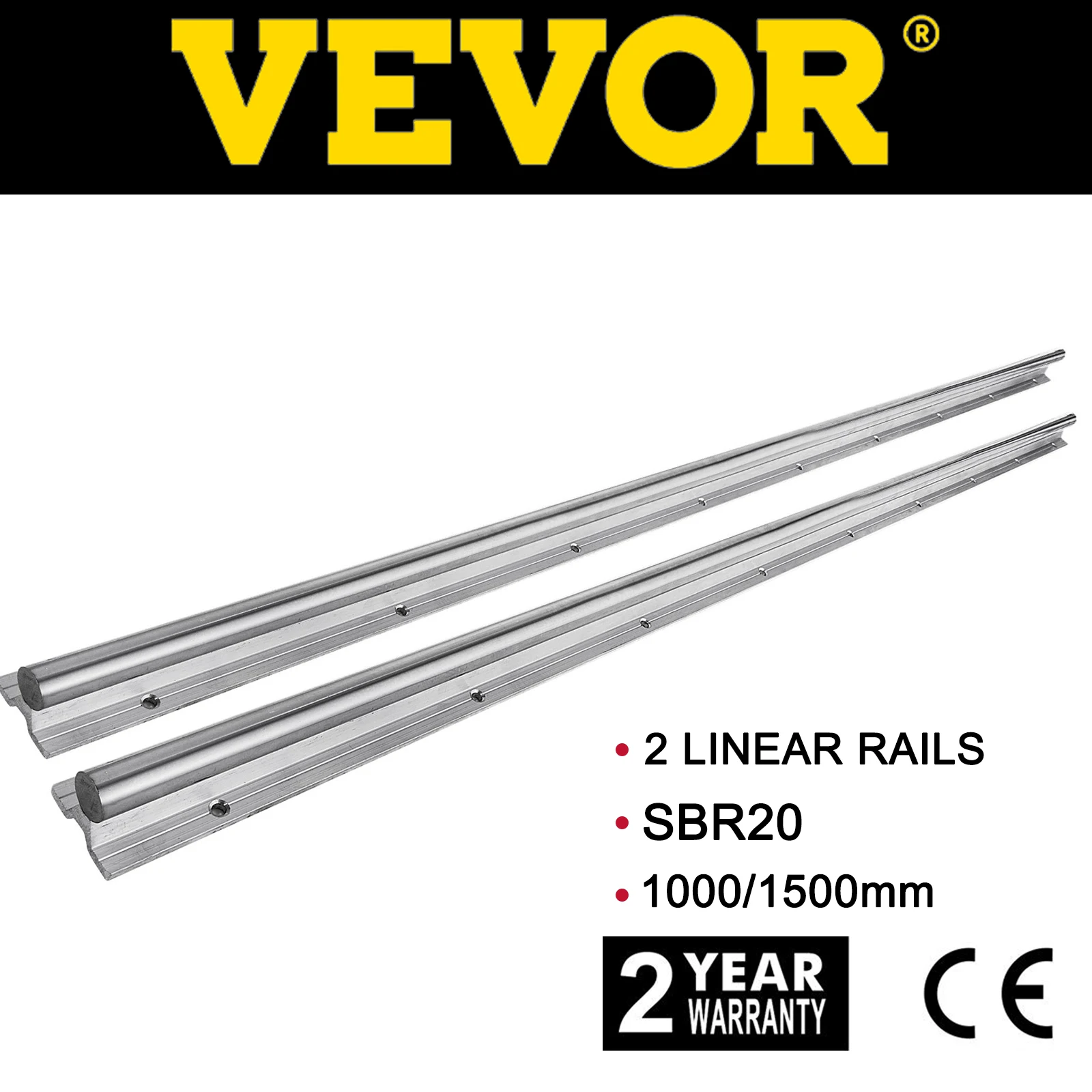 

VEVOR 2PCS SBR20 Linear Guide Rail Shaft Rod Kit Length 1000mm 1500mm High Rigidity Smooth Sliding CNC Router Mechanica Bearings