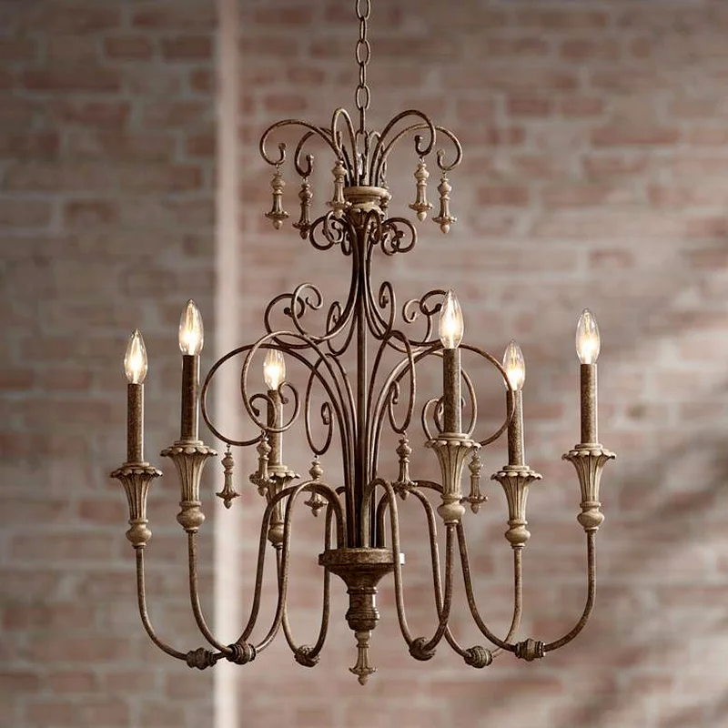 American Retro Nostalgic Chandelier Wrought Iron Distressed Chandelier Nordic Creative and Slightly Luxury Decorative Chandelier
American Retro Nostalgic Chandelier Wrought Iron Distressed Chandelier Nordic Creative and Slightly Luxury Decorative Chandelier