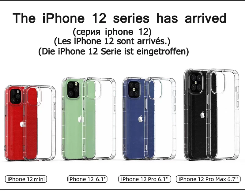 Shockproof Bumper Transparent Silicone Phone Case For iPhone XS XR XS Max 8 7 6S Plus 2020SE Back Full Cover For 11 12 pro Max
Shockproof Bumper Transparent Silicone Phone Case For iPhone XS XR XS Max 8 7 6S Plus 2020SE Back Full Cover For 11 12 pro Max