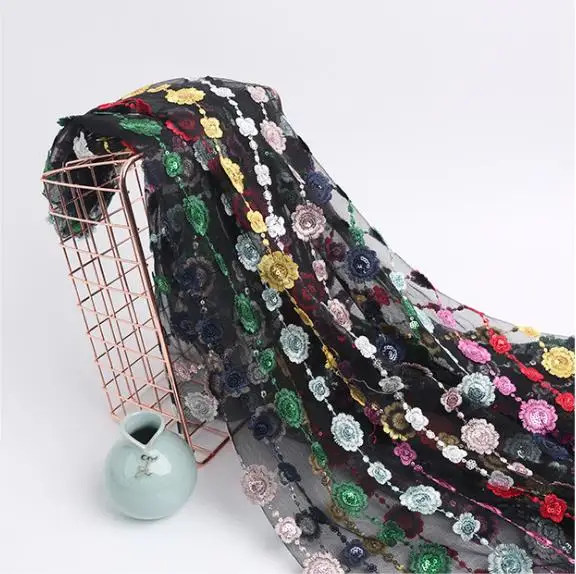 Botanical flowers embroidered fabrics multicolor sequined mesh spring and summer dresses
Botanical flowers embroidered fabrics multicolor sequined mesh spring and summer dresses