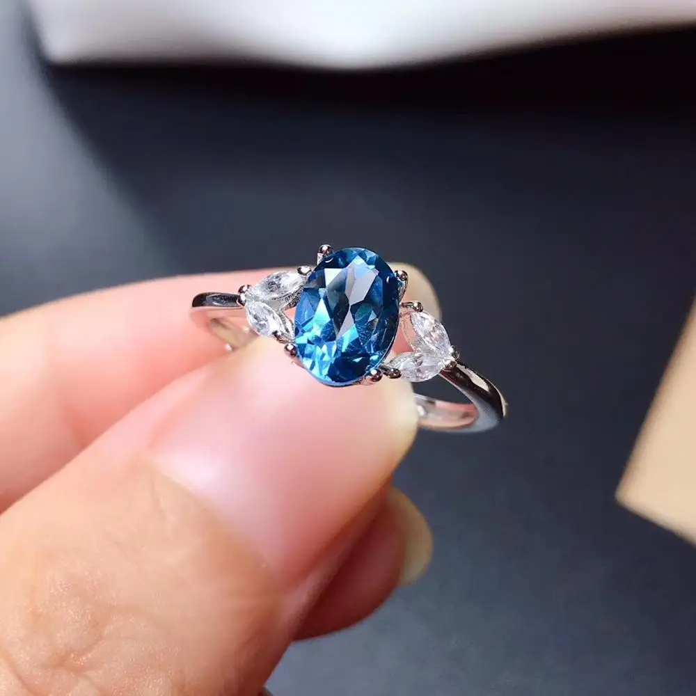 Natural Topaz Ring, S925 Sterling Silver Natural London Blue Topaz Lady Gem Ring, Simple Style Ring
Natural Topaz Ring, S925 Sterling Silver Natural London Blue Topaz Lady Gem Ring, Simple Style Ring