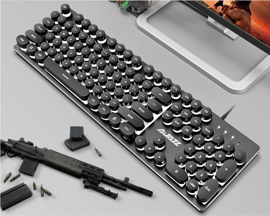 Punk Retro 104 Keys USB Wired Mechanical Mechanical Feeling Backlight Gaming Keyboard for Desktop Laptop
Punk Retro 104 Keys USB Wired Mechanical Mechanical Feeling Backlight Gaming Keyboard for Desktop Laptop