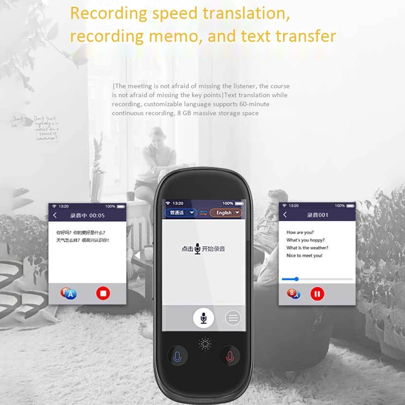 Intelligent AI Clear Voice Translator Supports 77 Languages Mutual Translation Supports WIFI Photo Translation
Intelligent AI Clear Voice Translator Supports 77 Languages Mutual Translation Supports WIFI Photo Translation