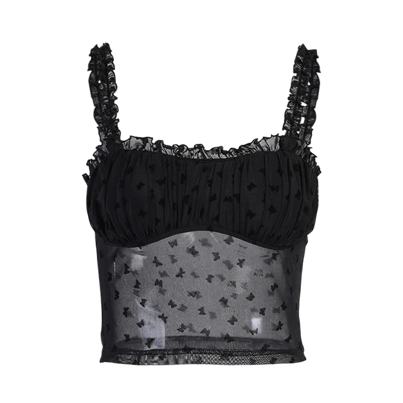 InsGoth Aesthetic Sexy Mesh Black Camis Vintage Floral Trim Bodycon Summer Crop Tops Women Gothic Bra Build Backless Camisole
InsGoth Aesthetic Sexy Mesh Black Camis Vintage Floral Trim Bodycon Summer Crop Tops Women Gothic Bra Build Backless Camisole