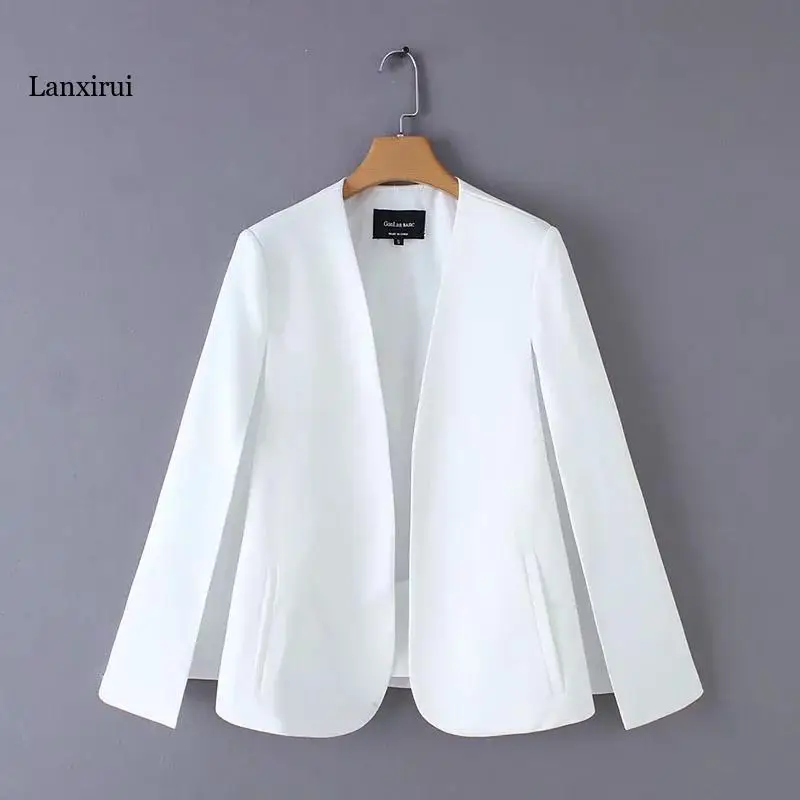 Spring split design women cloak suit coat casual lady black and white jacket fashion streetwear loose outerwear tops 
Spring split design women cloak suit coat casual lady black and white jacket fashion streetwear loose outerwear tops